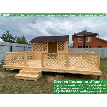 Деревянная Садовая Беседка Для Дачи 'Домик 3х4' С Патио