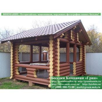 Беседка Для Дачи Из Оцилиндрованного Бревна 3х3